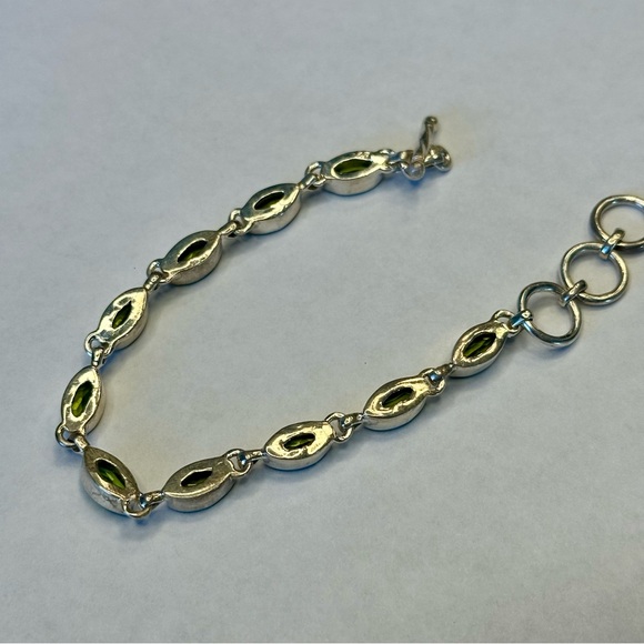 Sterling Silver Peridot Link Bracelet ~ 7 - 8" Wearable Length Adjustable - Picture 13 of 13